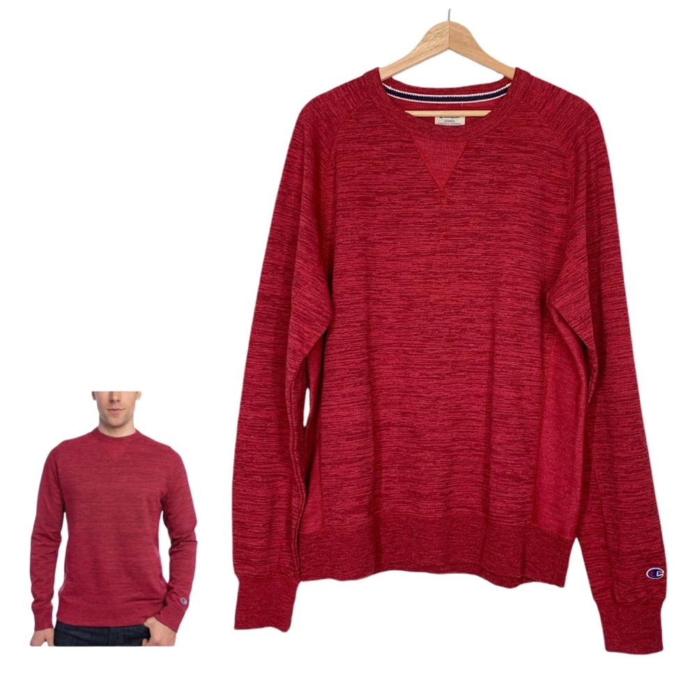 Champion Authentic Athletic Apparel Crew Neck Men's Large Basic Sweatshirt Red
